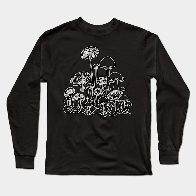 Mushroom Line Drawing Long Sleeve T-Shirt by little osaka shop